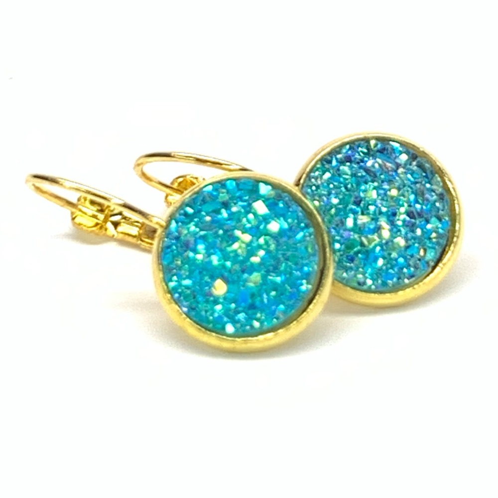 🌟 Shiny Teal Druzy Earrings 🌟